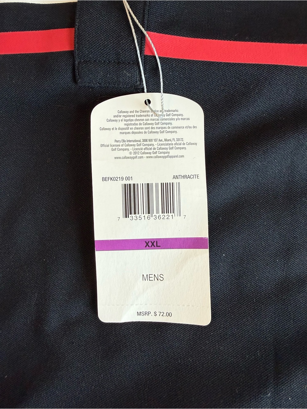NWT Callaway Golf Polo XXL Black Pink White Stripe Moisture Wicking - Picture 4 of 5